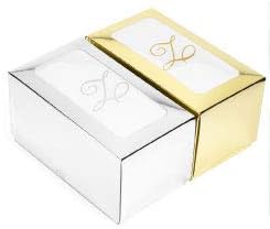 AMERICAN HOMESTEAD Disposable Hand Towels - Silver Foil Monogrammed Guest Napkins - Linen-Like Bathroom Paper Towels for Guests - Perfect Wedding and Party Napkins - 50 Count (Silver A)