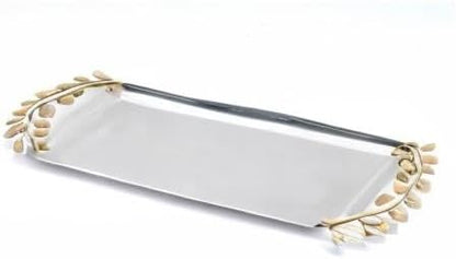 Large Decorative Black & Gold Ginkgo Leaf Tray for Serving Fruits, Appetizers - 2 Tier Centerpiece Home Decor Elegant Serveware Charchuterie Catch All Perfect for Entertaining, Wedding Gifts 11.5x13