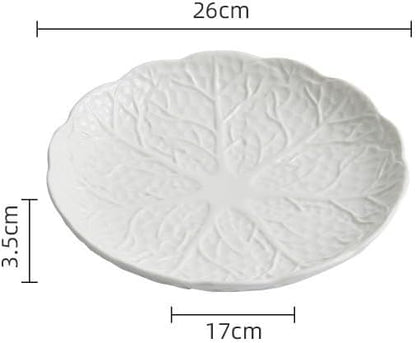 Appetizer Plates Western Steak Plate Household Dish Plate Ceramic Creative White Shallow Plate Fruit Salad Plate Cheap Plates(Small)