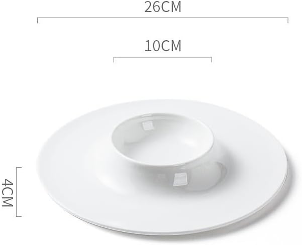 Dessert Plates Simple White Ceramic Western Food Plate Creative Multifunctional Art Hotel Salad Restaurant Dinner Tableware(10-inch)