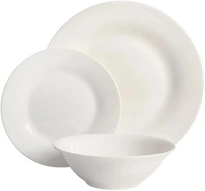 Round 12-Piece Dinnerware Set Family Hotel Tableware Ceramic Round Plates and Bowls