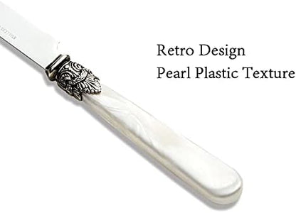 20-piece 18/10 Stainless Steel Vintage Flatware set With White Handle,Sliverware set Service for 4,Dishwasher safe (20, Pearl White)