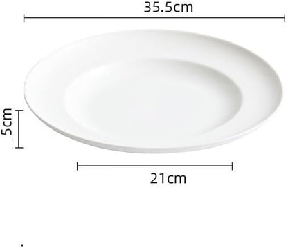 Appetizer Plates Plate Tableware Deep Soup Plate Large Vegetable Plate Household White Ceramic Plate Cheap Plates(Large)