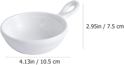 PRETYZOOM 4pcs Tray Handle Seasoning Sauce Plates Ceramics Dishes for Dipping Glazed for Easy Cleaning