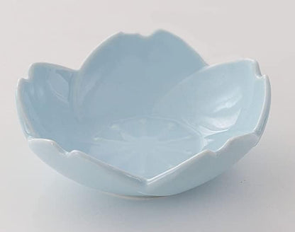 123Arts 4pcs Ceramic Appetizer Plates Sakura Shape Sauce Dishes Dipping Bowls