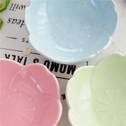 123Arts 4pcs Ceramic Appetizer Plates Sakura Shape Sauce Dishes Dipping Bowls