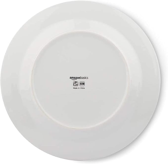 Amazon Basics Dinnerware Set, Microwave and Dishwasher Safe, Service for 6, 18-Piece Complete Kitchen, Plates, Dishes, Bowls, Branches
