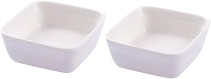 2pcs Square Condiment Dishes Ceramic Plate Dipping Sauce Bowls for Seasoning Appetizers Desserts