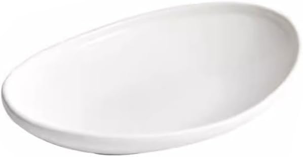 SONGCHAO Party Supplies Creative Oval Dinner Plate Home White Salad Plate Ceramic Deep Plate Soup Plate Restaurant Western Food Plate Party Plates (Color : 23cm)