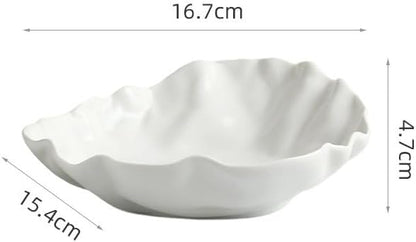 Creative 6-Inch Ceramic Appetizer Plates - Unique White Fruit Salad Bowls & Special-Shaped Breakfast Plates - Set of 8 Elegant Dinnerware for Home Use