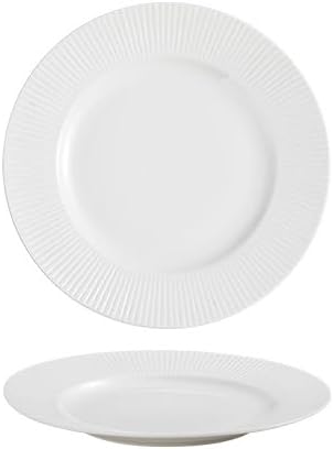 Modern Large Dinner Plates 7-inch Ceramic White Simple Creative Embossed Striped Appetizer Plate Restaurant Steak Dessert Tableware Stackable Dinner Plates