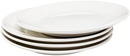 Vikko Appetizer Plates, Set of 4 White Ceramic Plates, Salad Plates Set, Stackable 8 Inch Round Plates, Dishwasher Safe, Bead and Butter Plates, Durable Plates for All Occasions