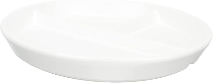 OUNONA Japanese Hand-painted Ceramic Divided Plate 3-Compartment Design Food Serving Dish for Healthy Meals Individual Portion Control for Breakfast Lunch Dinner for Home Use