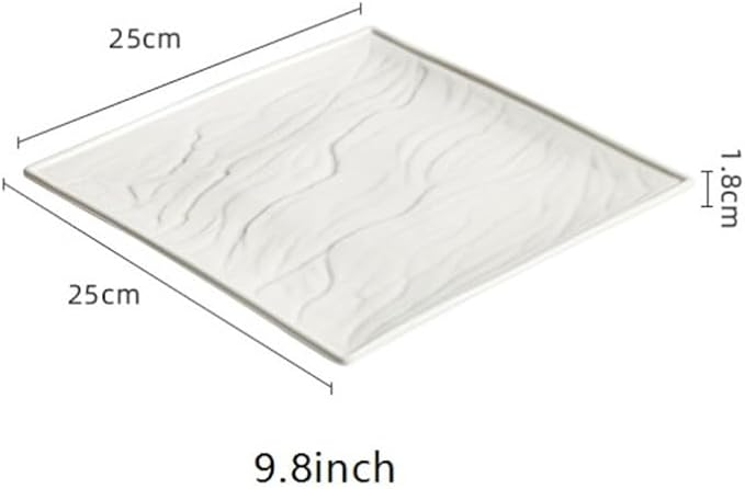 Ceramic Dinner Plate Western Dinner Plate Square Plate Hotel Restaurant Tableware Ceramic White Steak Plate Simple Ceramic Flat Plate Vegetable Plate Serving Plate，One Color 9.8inch