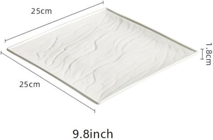 Ceramic Dinner Plate Western Dinner Plate Square Plate Hotel Restaurant Tableware Ceramic White Steak Plate Simple Ceramic Flat Plate Vegetable Plate Serving Plate，One Color 9.8inch
