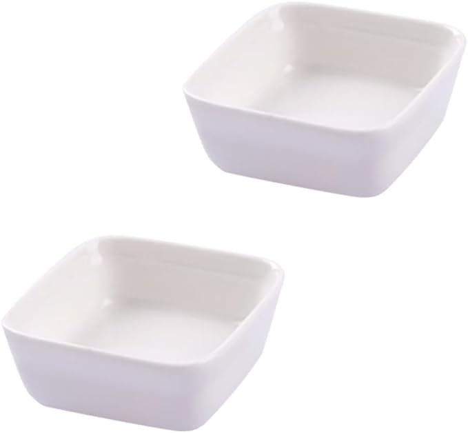 2PCS White Ceramic Dipping Dishes Square Seasoning Sauce Plates for Condiments Appetizers and Desserts Elegant and Stackable Kitchen Serving Bowls
