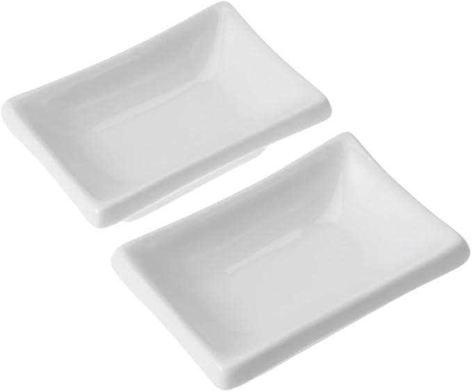2pcs White Ceramic Appetizer Serving Tray Snack Dishes for Sauce Dishes Snack Plate Condiment Plate Food Display Tray