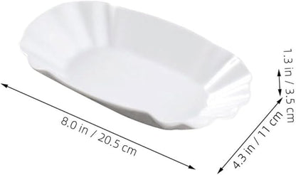 2pcs Ceramic Snack Plates French Fries Plate Appetizer Serving Trays for Snacks Decorative Seasoning Kitchen Sauce Dipping Dishes