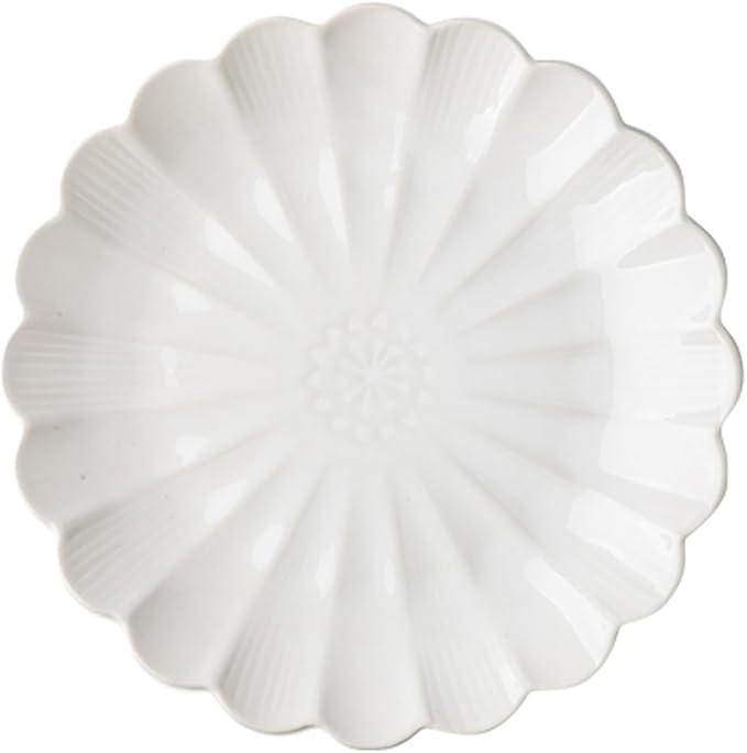 SONGCHAO Party Supplies 10 Inch Petal Plate Embossed Dessert Plate Ceramic Plate Salad Plate Home Kitchen Ceramic Dinnerware Plate Party Plates (Color : B, Size : 8 inch)