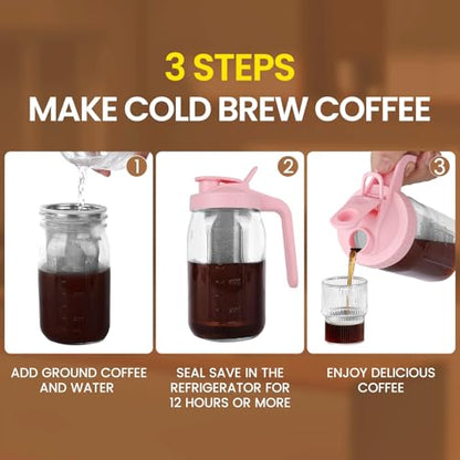 Cold Brew Coffee Maker (Pink / 32 Ounces)