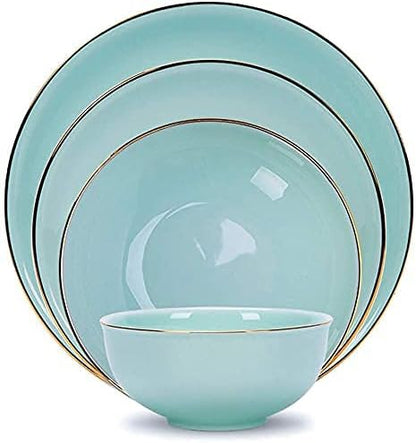 Dinnerware Sets Dish Set,19-Piecess,Bone China Porcelain Tableware Set with Plates Bowls and Dish,Ceramic Dinner Set for Home Kitchen (A 37pieces)
