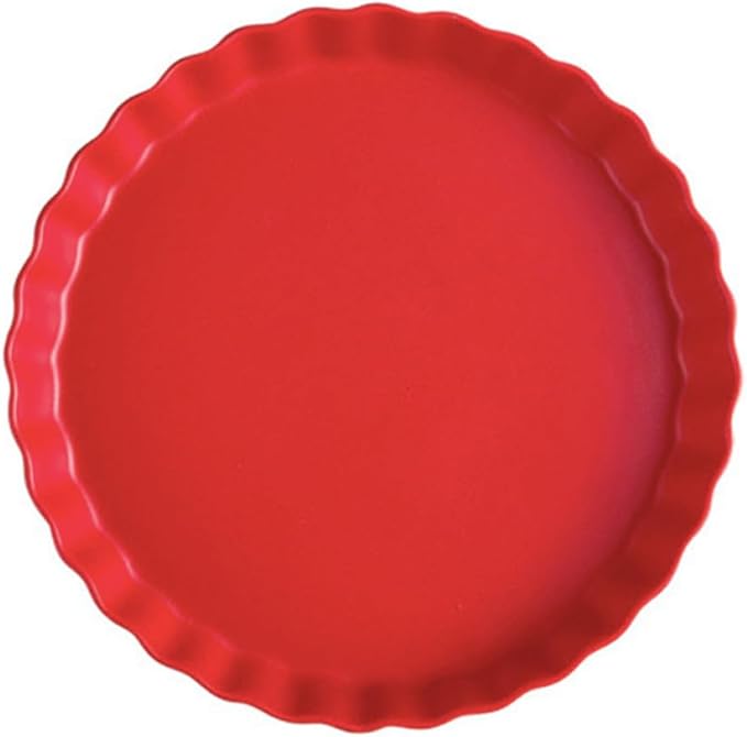 Mobestech 10-inch Red Ceramics Plate Simple Sushi Plate Chic Italy Noodles Household Tableware for Home Dining