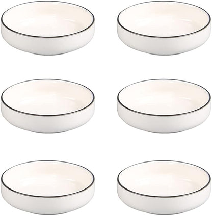 Colias Wing Multipurpose Porcelain Side Dish Bowl Seasoning Dishes Soy Dipping Sauce Dishes-Set of 6-White