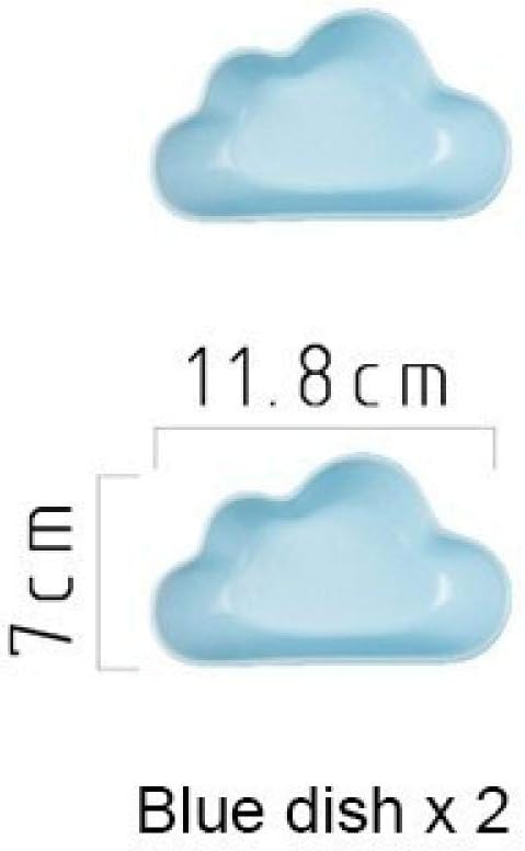 Porcelain plate2 PCS 4 PCS Ceramic Color Clouds Plate Porcelain Rain Tray Matt Smooth Plates Cute-blue cloud2