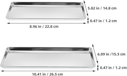 Stainless Steel Rectangular Serving Tray 10.4X6.1 Inch Food Snack Plate for Home Restaurant Hotel Dining