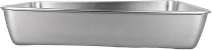 Stainless Steel Serving Tray with Deep Edges, Rectangular Food Platter for Kitchen, Camping, Picnics, School Cafeteria, Dishwasher Safe, Silver(30 * 25 * 5.5)