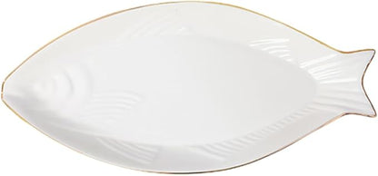 Fish Shaped Ceramic Plate Decorative Serving Tray for Appetizers Desserts Cheese