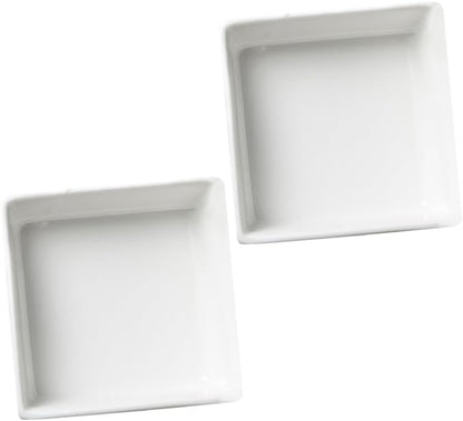 Happyyami 2Pcs Square Ceramic Sauce Dish Premium Condiment Plates for Seasoning for Dipping Sauces Snacks and Appetizers Space Saving Tableware