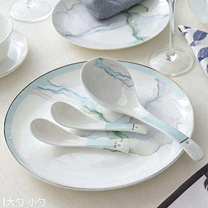 Dinner Plate Set Ceramic Dinnerware Set Kitchen Tableware Dinner Dish Ceramic Plates and Dishes Bowls 56Pcs Combination, size