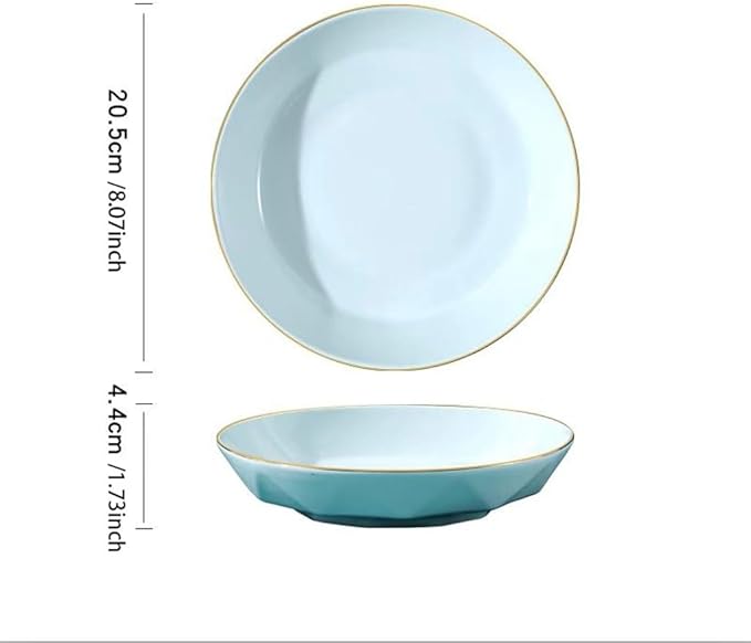 SONGCHAO Party Supplies Plate Dish Plate Home Celadon Gold Edge Light Luxury Tableware Set Creative Deep Plate Ceramic Plate Gold Plate Soup Plate Party Plates (Color : 8inch)