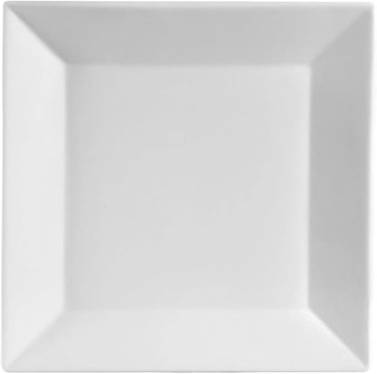 CAC China KSE-9 Kingsquare 9-1/4-Inch Super White Porcelain Square Plate, Box of 24
