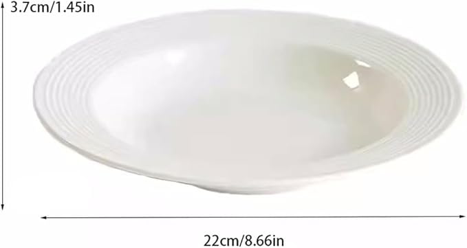 Dessert Plates Simple Threaded Plate Soup Plate Pasta Western Food Plate Deep Plate Simple Ceramic Household Dish Plate Dinner Tableware