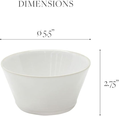 Costa Nova Ceramic Stoneware 15 oz. Soup & Cereal Bowl - Beja Collection, White & Cream | Microwave & Dishwasher Safe Dinnerware | Food Safe Glazing | Restaurant Quality Tableware