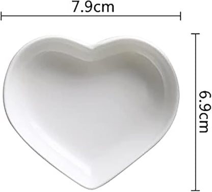 Heart-shaped Multipurpose Ceramic Sauce Dish Seasoning Dishes Sushi Dipping Bowl Appetizer Plates(Set of 4)