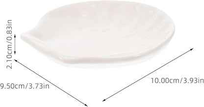 Cabilock Ceramic Shell Shaped Plates Set 6Pcs Seashell Appetizer Plates for Snacks Desserts and Home Dining 4 Inch Small White Shell Dish for Breakfast and Entertaining