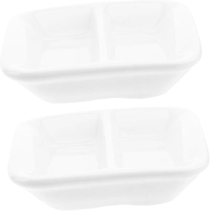 ABOOFAN 2pcs Divided Sauce Dishes Snack Plate Condiment Plate Serving Tray for Appetizers Quality Ceramic