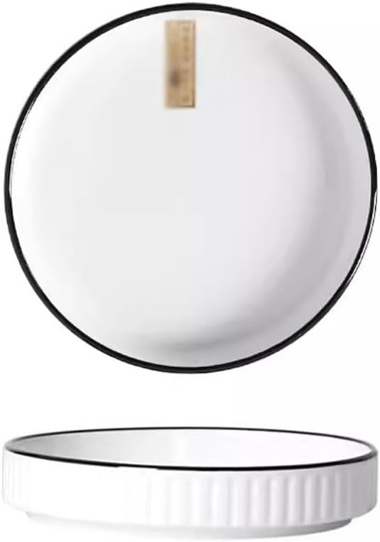 Dining Plates Nordic Style Simple Plate Dish Plate Home Solid Color Creative Personality Round Ceramic Dish Plate Fruit Salad Plate Ceramic Dinner Plates(B,8in*4)