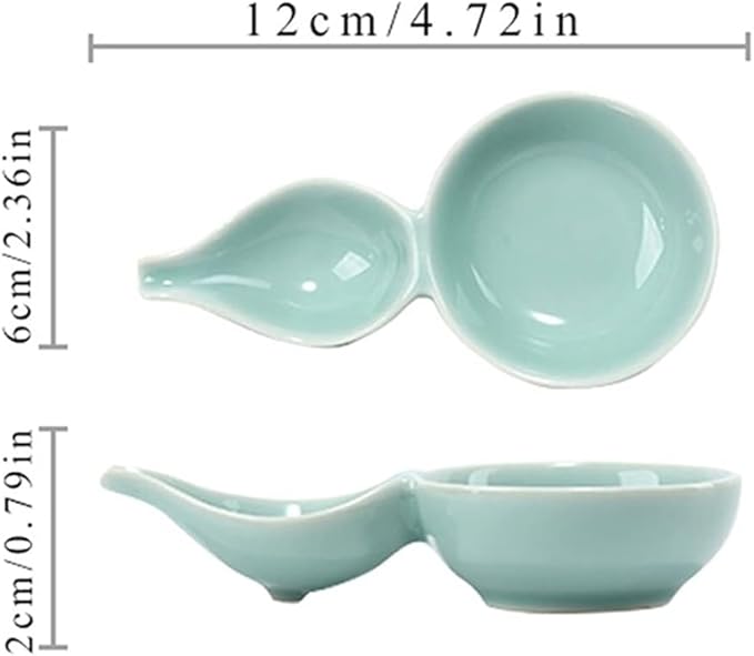 Sauce Dish Gourd shaped Multipurpose Ceramic Sauce Dish Seasoning Dishes Sushi Dipping Bowl Appetizer Plates Serving Dish Saucers Bowl (2 Compartment) Dipping Bowls