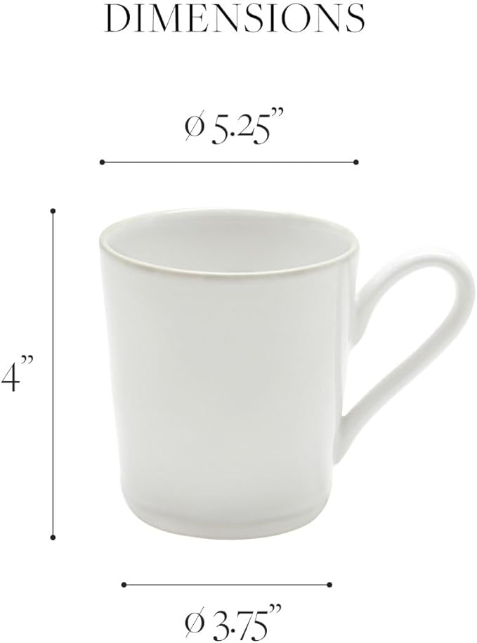 Costa Nova Ceramic Stoneware 12 oz. Mug - Beja Collection, White & Blue | Microwave & Dishwasher Safe Dinnerware | Food Safe Glazing | Restaurant Quality Drinkware