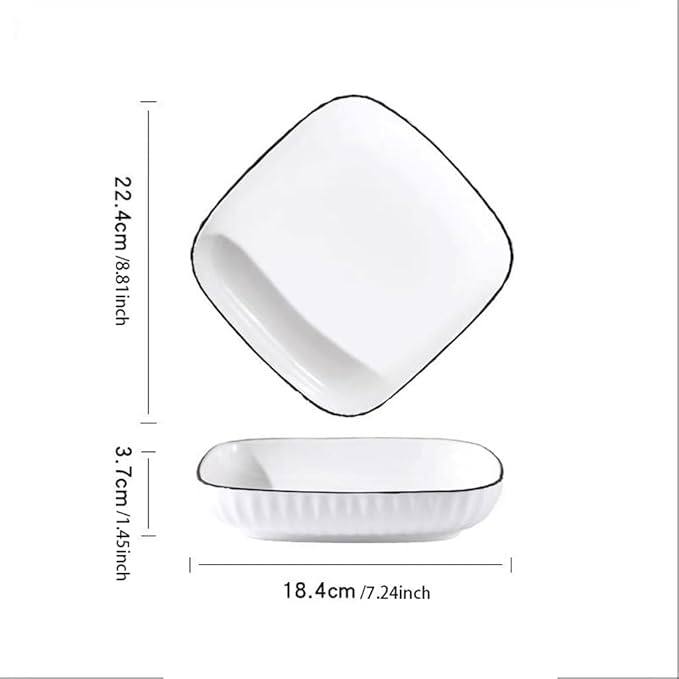 SONGCHAO Party Supplies Nordic Style Plate Set Household Dish Plate Ceramic Square Plate Creative Personality Vertical Plate Simple Tableware Set Party Plates