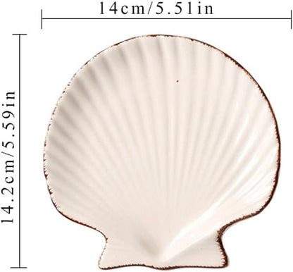 Salad plate Set of 2 Sauce Dish Ocean Starfish Shell Fish Shape Ceramic Appetizer Plates Snack Fruit Sushi Dessert Jewelry Plates Dinnerware Trays Home Decoration Plastic plate ( Size : 5.5x5.59in )