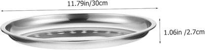 GLEAVI 2pcs Stainless Steel Oval Serving Plate Fish Steaming Dish for Western Cuisine Pastries and Snacks Compact Design for Home and Restaurant Use