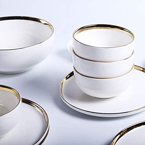 Table Service Crockery SetPorcelain Kitchen Dinnerware Set Ceramic Tableware White Porcelain Dinner Plate Set Kitchen Plate Ceramic Tableware Food Dishes Rice Salad Noodles Bowl Mug Cutlery Set (18 P