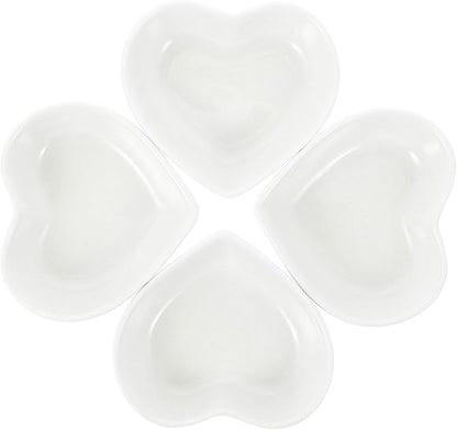 Garneck 4pcs Heart Shaped Ceramic Dipping Sauce Dish Appetizer Plates for Soy Sauce Condiments and Seasoning for Home Dining and Parties
