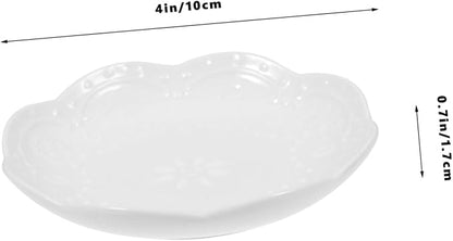 DECHOUS 2pcs Ceramic Dipping Sauce Dish Elegant Flower and Multi-purpose Condiment Plates for Appetizers Fruits Nuts and Seasonings for Table Decor