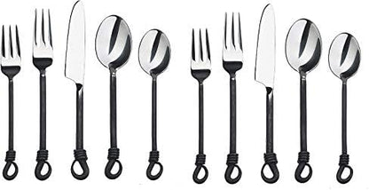 Twist and Shout Stainless Steel Flatware Set Service for Persion Modern Silverware Utensils Set Kitchen Restaurant, Wedding, Party Dinnerware Accessories (2 Set)